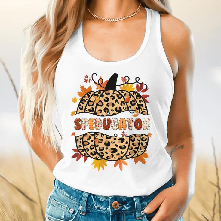 Autumn Fall SPED ED Teacher Thankful Grateful Pumpkin Retro Flowy Tank, gift for family, gift for coworker