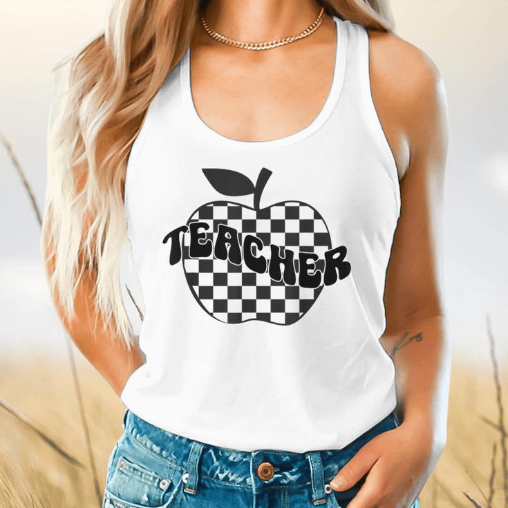 Back To School Checkered Apple Teacher Checkerboard Teacher For Men Women Girls Kids Flowy Tank, gift for family, gift for coworker