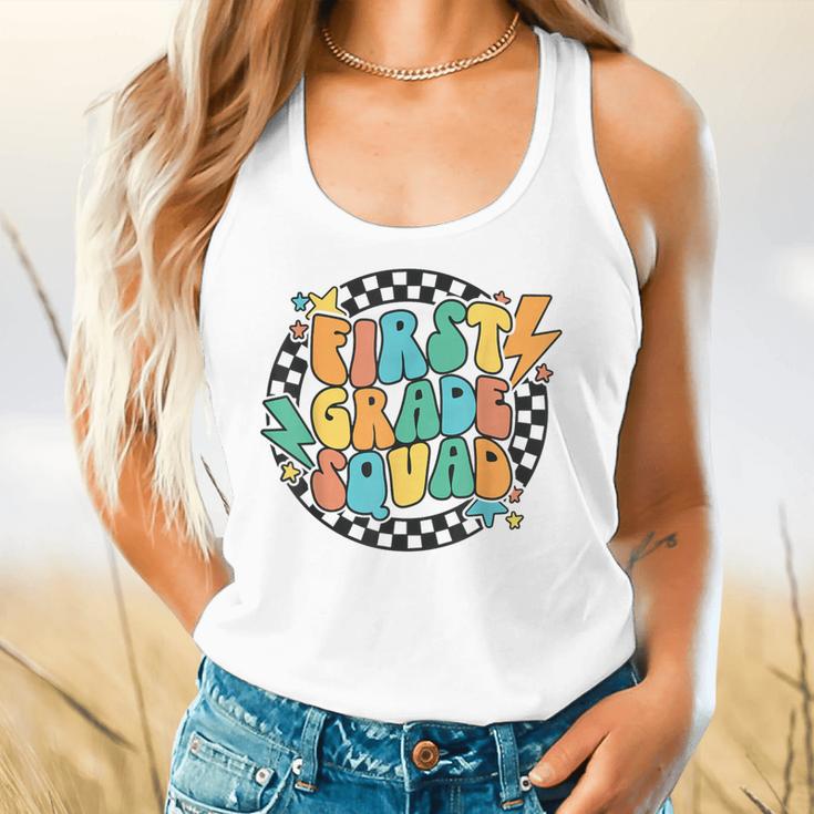 Back To School Groovy Teacher 1st First Grade Crew Squad Flowy Tank, gift for family, gift for coworker Back To School Groovy Teacher 1st First Grade Crew Squad Flowy Tank, gift for family, gift for coworker
