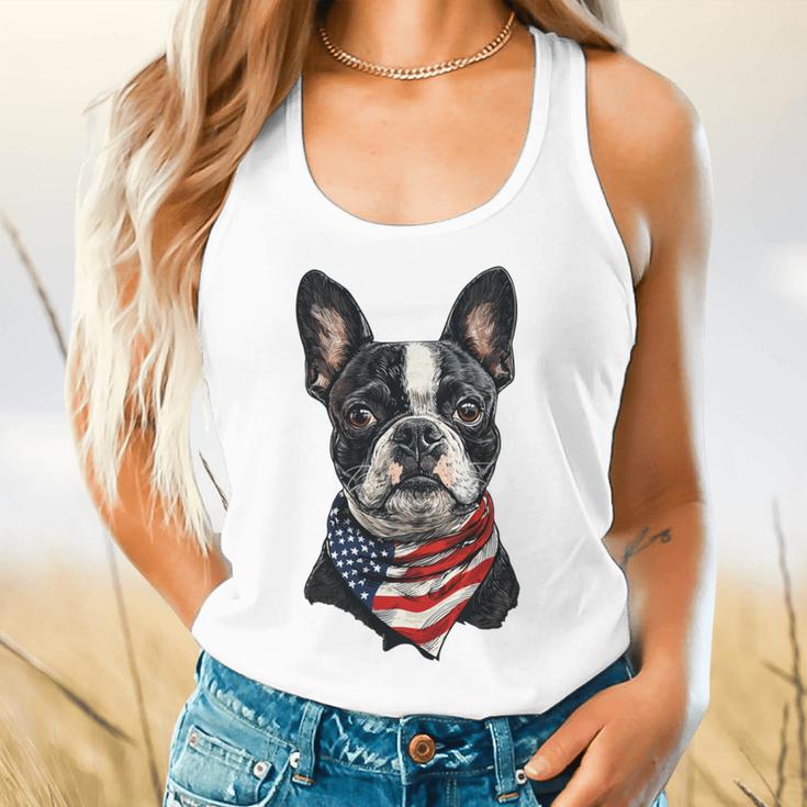 Boston Terrier American Flag Flowy Tank, gift for family, gift for coworker