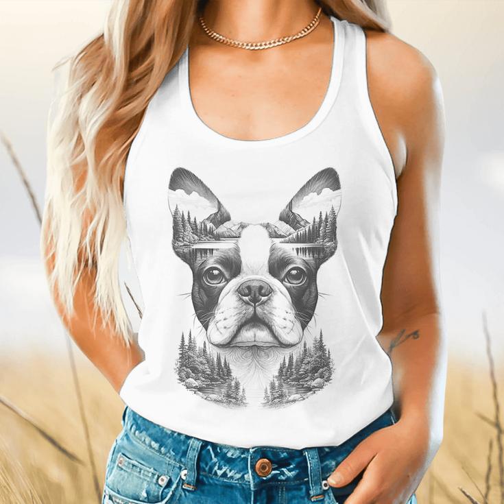 Boston Terrier Dog Bostie Nature Memorial Idea Men Women Flowy Tank, gift for family, gift for coworker