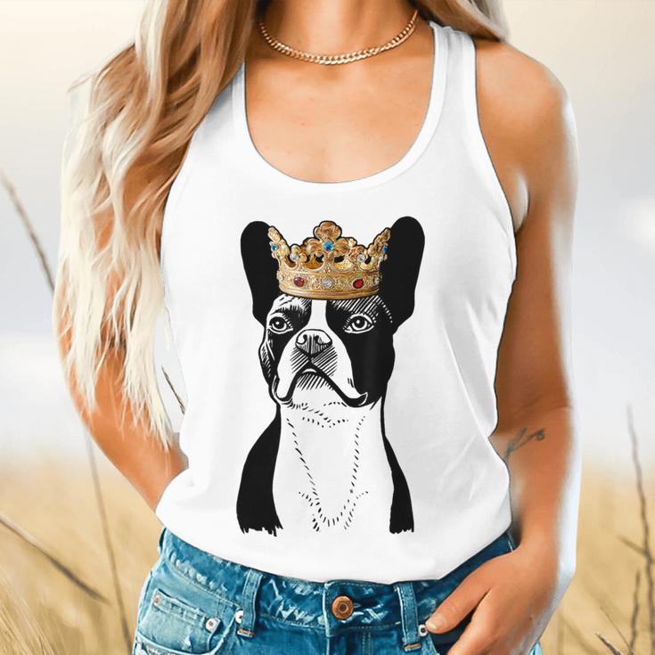 Boston Terrier Dog Wearing Crown For Men Women Girls Kids Flowy Tank, gift for family, gift for coworker
