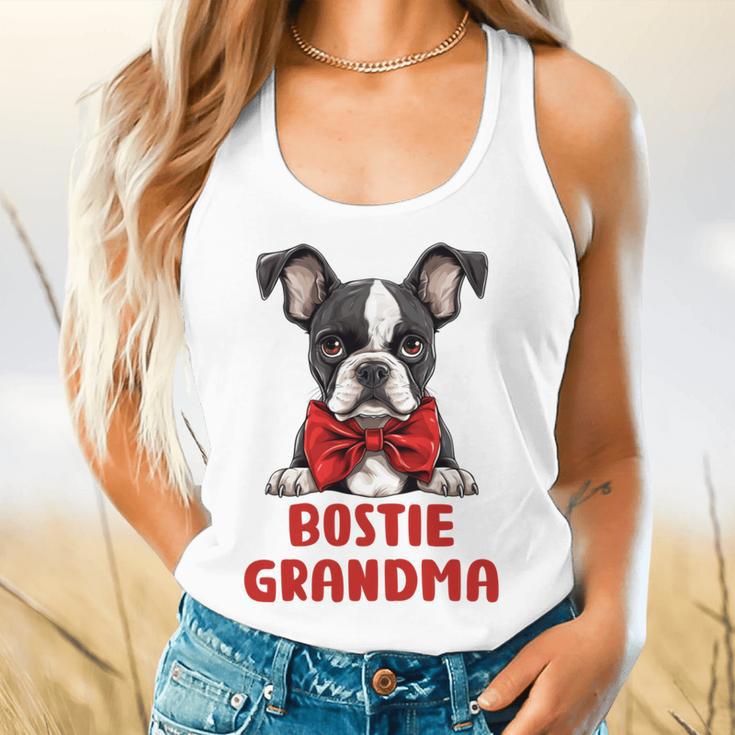 Boston Terrier Grandma Dog Lovers Puppy Bostie Owner Flowy Tank, gift for family, gift for coworker