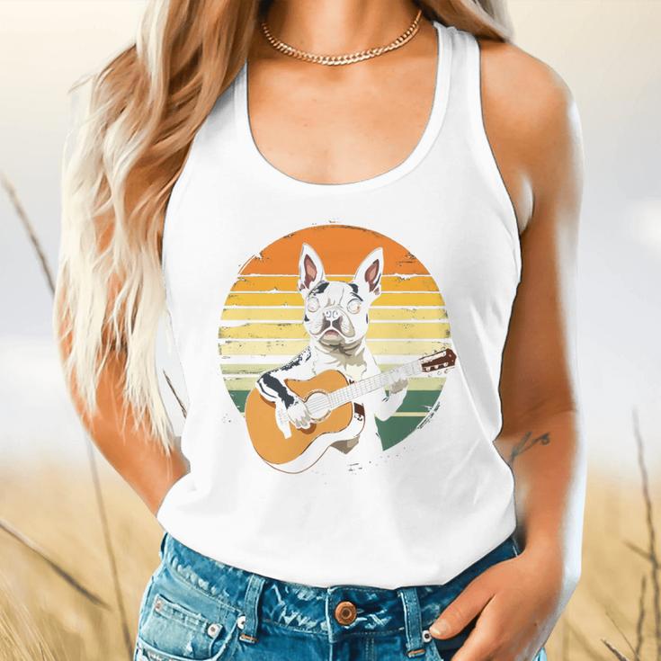 Boston Terrier Guitar Retro Flowy Tank, gift for family, gift for coworker