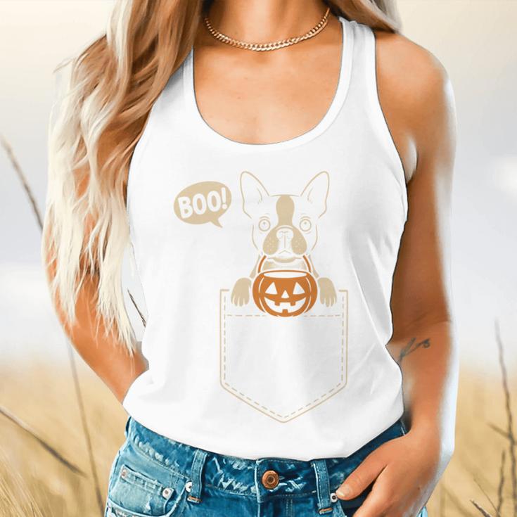 Boston Terrier Halloween Cute Bostie Dog Pocket Boo Flowy Tank, gift for family, gift for coworker