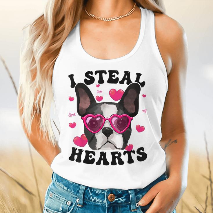 Boston Terrier Heart Glasses Girls Bostie Valentines Day Flowy Tank, gift for family, gift for coworker