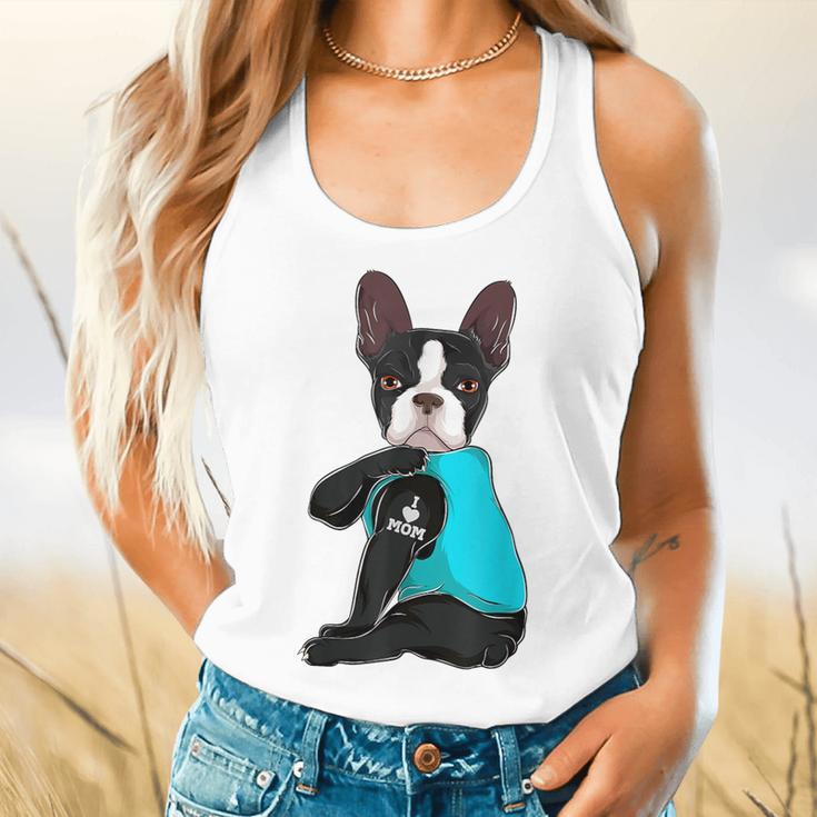 Boston Terrier I Love Mom Apparel Flowy Tank, gift for family, gift for coworker