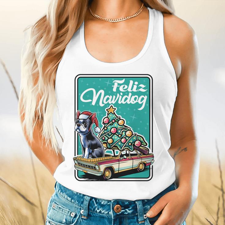 Boston Terrier Merry Christmas Tree Truck Dog X-Mas Flowy Tank, gift for family, gift for coworker