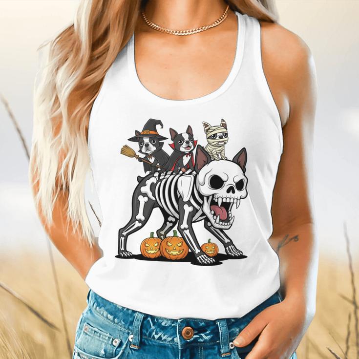 Boston Terrier Skeleton Mummy Witch Halloween Flowy Tank, gift for family, gift for coworker