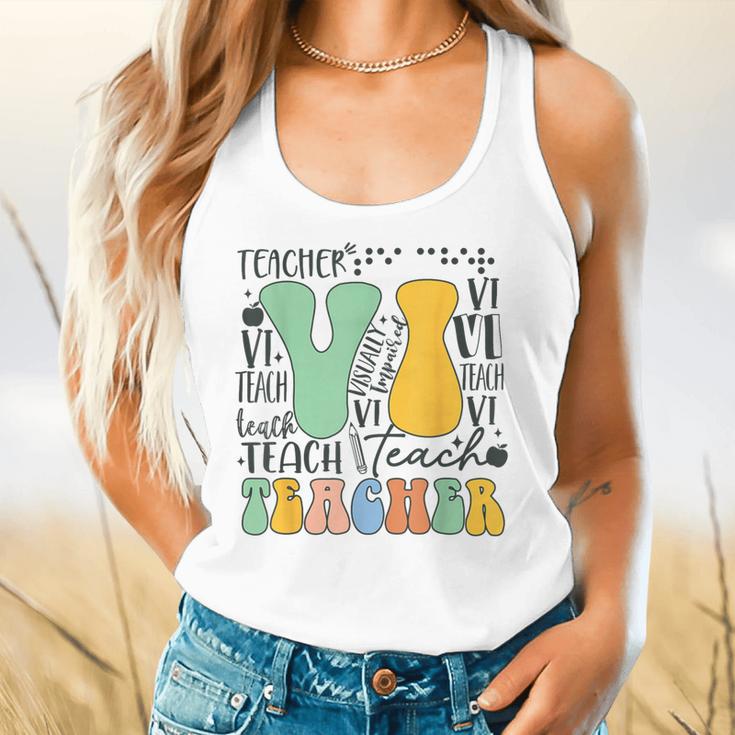 Braille Teacher Of The Visually Impaired Groovy VI Teacher Flowy Tank, gift for family, gift for coworker