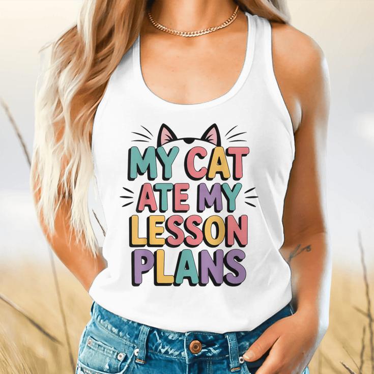 My Cat Ate My Lesson Plans Teacher Cat Humor Flowy Tank, gift for family, gift for coworker My Cat Ate My Lesson Plans Teacher Cat Humor Flowy Tank, gift for family, gift for coworker