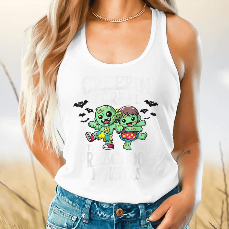 Creepin It Real Monster School Preschool Teacher Halloween Flowy Tank, gift for family, gift for coworker