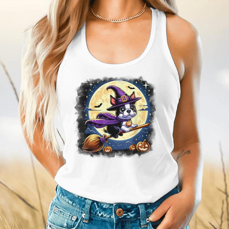 Cute Boston Terrier Halloween Costume Dog Lover Women Girls Flowy Tank, gift for family, gift for coworker