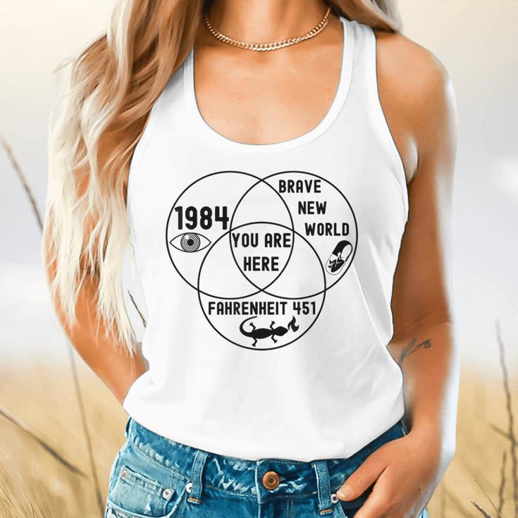 You Are Here Dystopian Venn Diagram English Teacher Bk Flowy Tank, gift for family, gift for coworker You Are Here Dystopian Venn Diagram English Teacher Bk Flowy Tank, gift for family, gift for coworker