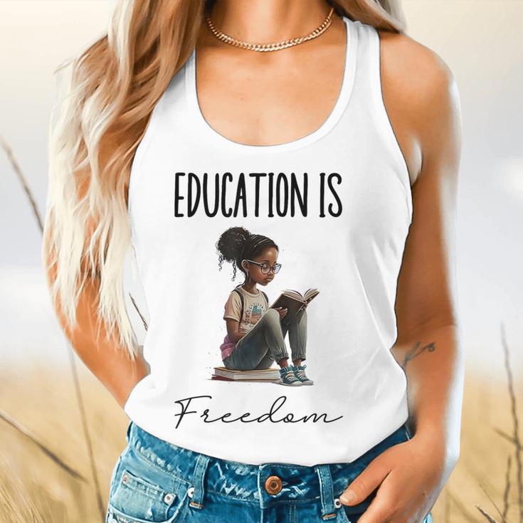 Education Is Freedom Teacher Books Black History Month Flowy Tank, gift for family, gift for coworker