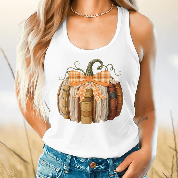 Fall Book Pumpkin Halloween Teacher Librarian Thanksgiving Flowy Tank, gift for family, gift for coworker Fall Book Pumpkin Halloween Teacher Librarian Thanksgiving Flowy Tank, gift for family, gift for coworker