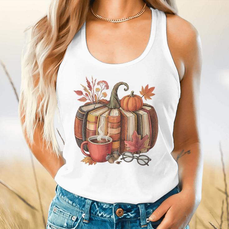 Fall Book Pumpkin Retro Reading Halloween Teacher Flowy Tank, gift for family, gift for coworker Fall Book Pumpkin Retro Reading Halloween Teacher Flowy Tank, gift for family, gift for coworker