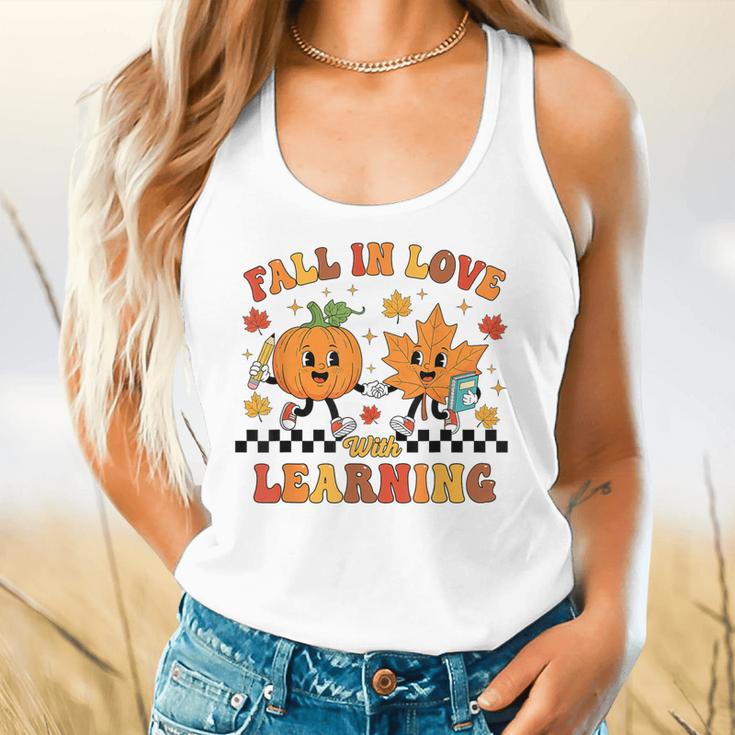 Fall In Love With Learning Teacher Student Autumn Pumpkin Flowy Tank, gift for family, gift for coworker Fall In Love With Learning Teacher Student Autumn Pumpkin Flowy Tank, gift for family, gift for coworker