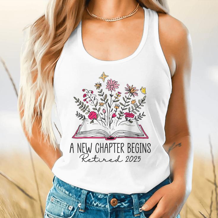 Floral Book a New Chapter Begins Retired Retirement Teacher Flowy Tank, gift for family, gift for coworker