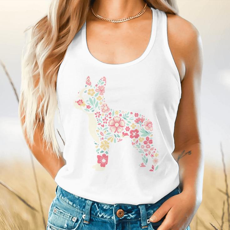 Floral FLower Boston Terrier Mom Grandma Flowy Tank, gift for family, gift for coworker