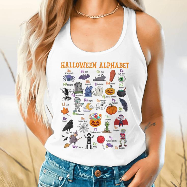 Halloween Alphabet ABCs Learning Kindergarten Teacher Flowy Tank, gift for family, gift for coworker Halloween Alphabet ABCs Learning Kindergarten Teacher Flowy Tank, gift for family, gift for coworker