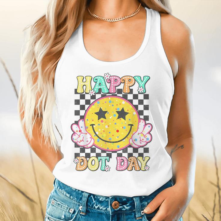 Happy Dot Day Hippie Flowers Smile Face Groovy Teacher Kids Flowy Tank, gift for family, gift for coworker Happy Dot Day Hippie Flowers Smile Face Groovy Teacher Kids Flowy Tank, gift for family, gift for coworker