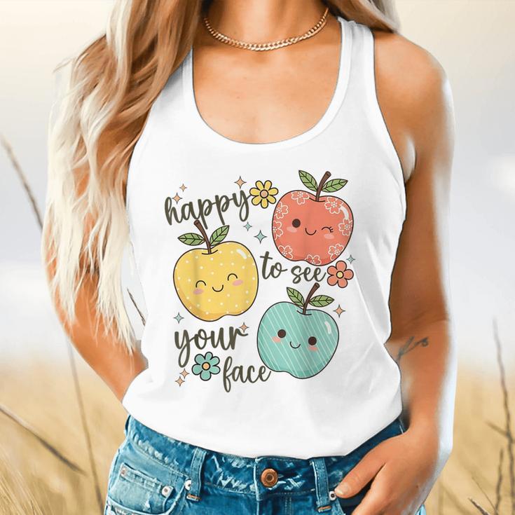 Happy To See Your Face Teacher Apple Flowy Tank, gift for family, gift for coworker Happy To See Your Face Teacher Apple Flowy Tank, gift for family, gift for coworker