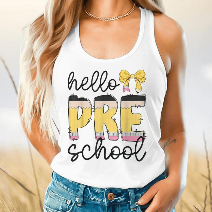 Hello Pre-K Preschool Back To School First Day Teacher Kids Flowy Tank, gift for family, gift for coworker Hello Pre-K Preschool Back To School First Day Teacher Kids Flowy Tank, gift for family, gift for coworker