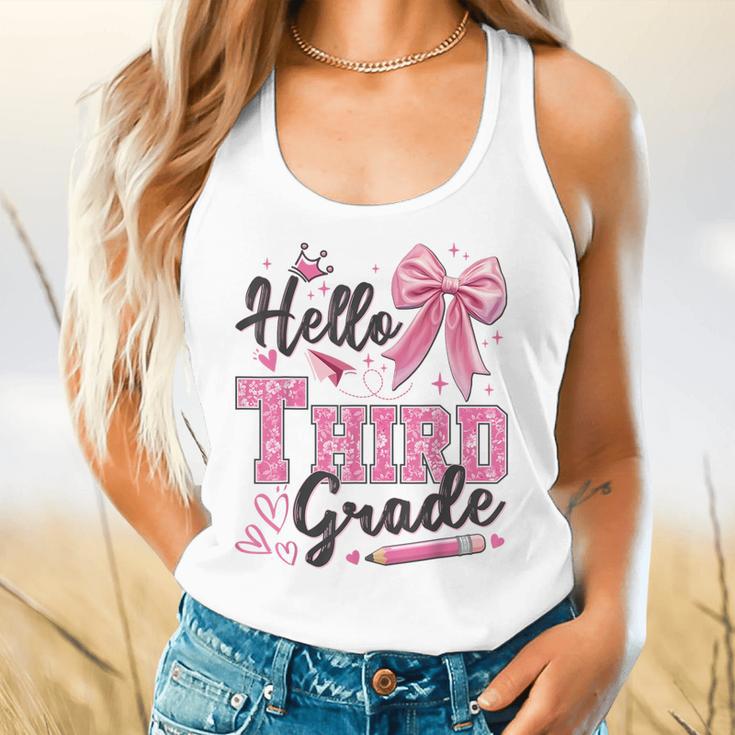Hello Third Grade First Day Of School Coquette Teacher Girl Flowy Tank, gift for family, gift for coworker