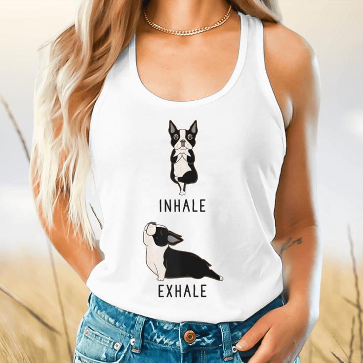 Inhale Exhale Yoga Boston Terrier Tshirt Flowy Tank, gift for family, gift for coworker