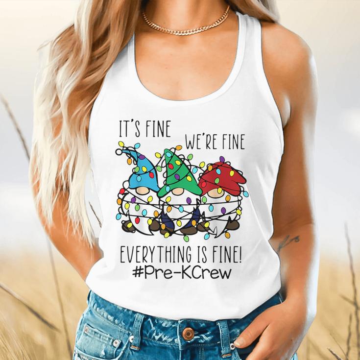 It's Fine We'Re Fine Gnome Pre-K Teacher Christmas Light For Men Women Flowy Tank, gift for family, gift for coworker