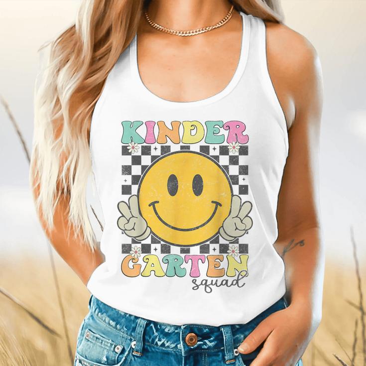 Kindergarten Squad Smile Face Teachers Kids Back To School Flowy Tank, gift for family, gift for coworker