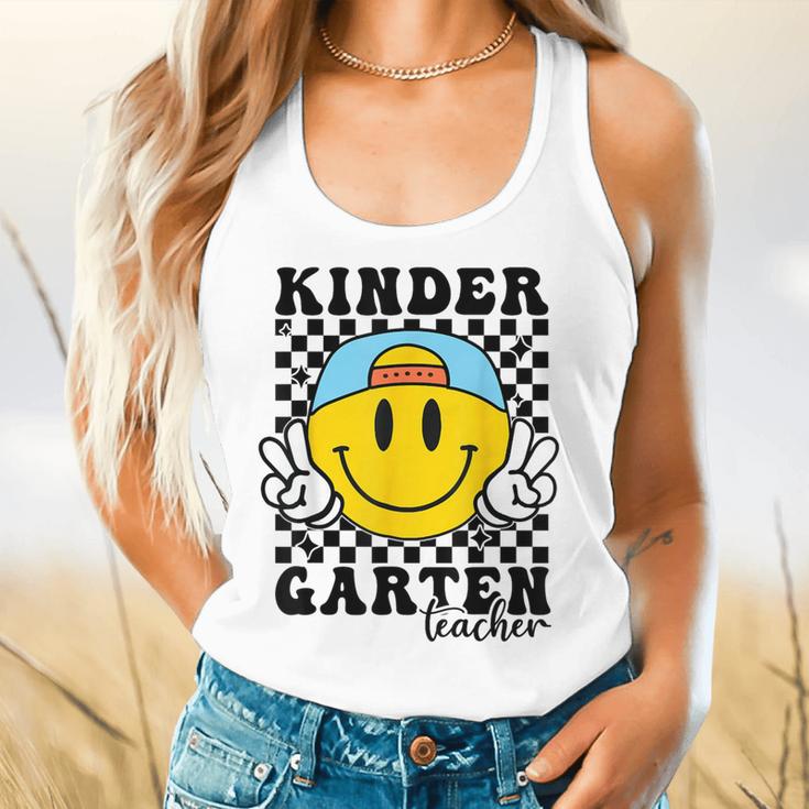 Kindergarten Teacher Hippie Smile Face Back School Flowy Tank, gift for family, gift for coworker