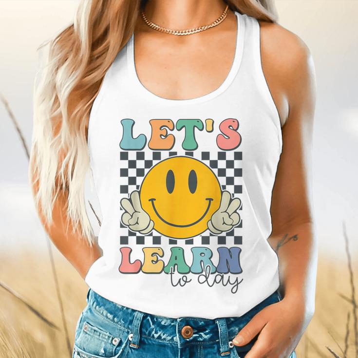 Let's Learn Today Smile Face Back To School For Teacher Kids Flowy Tank, gift for family, gift for coworker Let's Learn Today Smile Face Back To School For Teacher Kids Flowy Tank, gift for family, gift for coworker