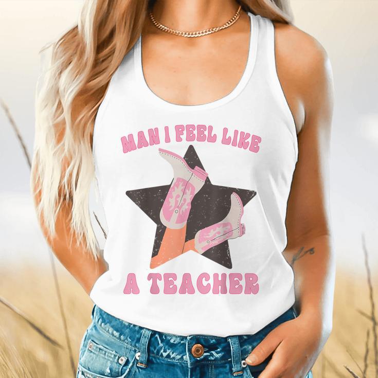 Man I Feel Like A Teacher Retro Western Country Cowgirl Flowy Tank, gift for family, gift for coworker Man I Feel Like A Teacher Retro Western Country Cowgirl Flowy Tank, gift for family, gift for coworker