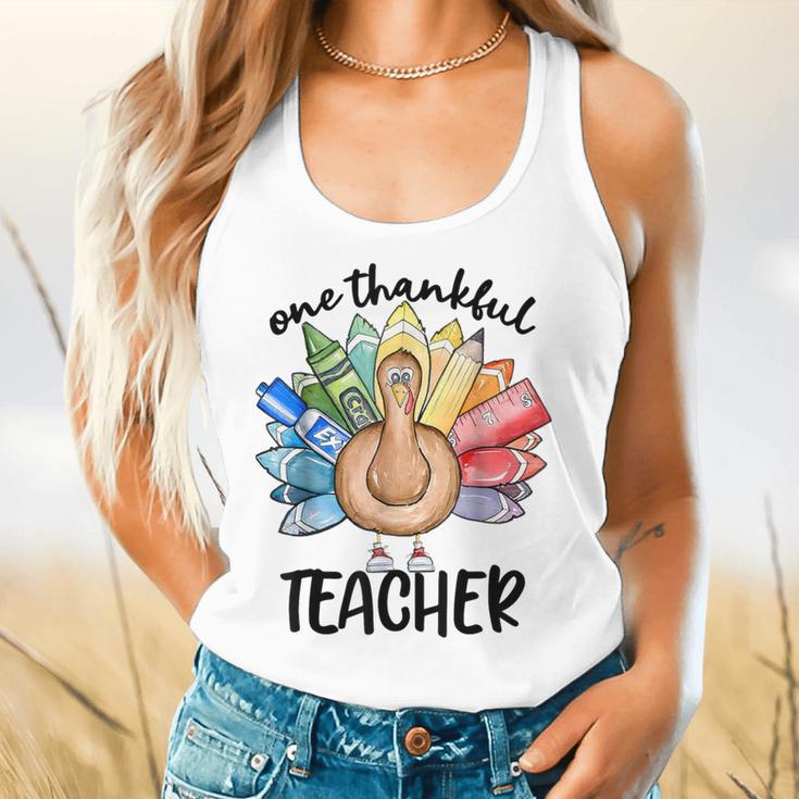 One Thankful Teacher Turkey Pencil Thanksgiving Teachers Flowy Tank, gift for family, gift for coworker One Thankful Teacher Turkey Pencil Thanksgiving Teachers Flowy Tank, gift for family, gift for coworker
