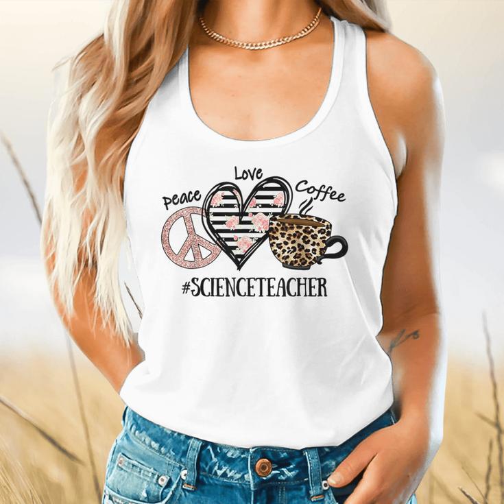 Peace Love Coffee Science Teacher Flowy Tank, gift for family, gift for coworker Peace Love Coffee Science Teacher Flowy Tank, gift for family, gift for coworker