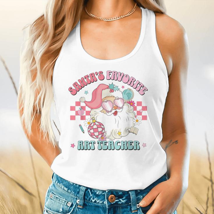 Retro Pink Christmas Santa's Favorite Art Teacher Artist Flowy Tank, gift for family, gift for coworker Retro Pink Christmas Santa's Favorite Art Teacher Artist Flowy Tank, gift for family, gift for coworker