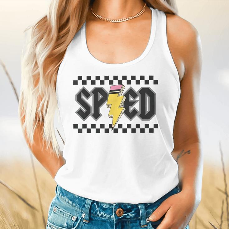 Retro SPED Teacher Pencil Lightning Bolt Back To School Flowy Tank, gift for family, gift for coworker Retro SPED Teacher Pencil Lightning Bolt Back To School Flowy Tank, gift for family, gift for coworker