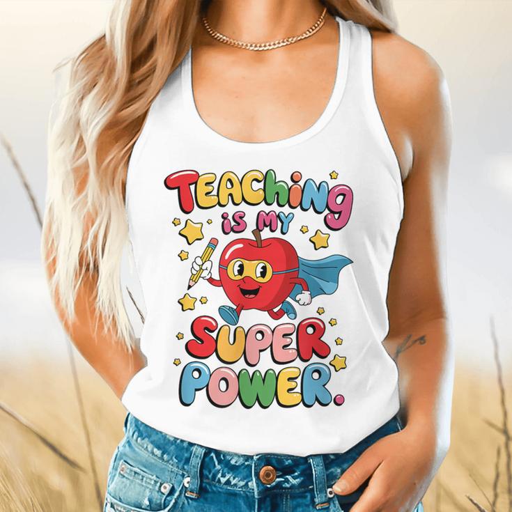 Retro Teaching Is My Superpower Apple Teacher Appreciation Flowy Tank, gift for family, gift for coworker Retro Teaching Is My Superpower Apple Teacher Appreciation Flowy Tank, gift for family, gift for coworker