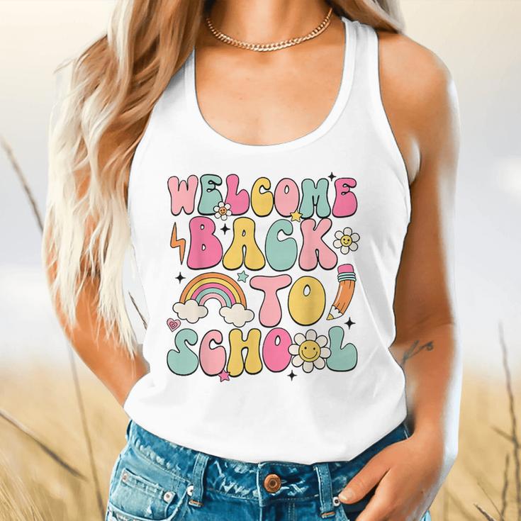 Retro Welcome Back To School Teacher Appreciation Boys Girls Flowy Tank, gift for family, gift for coworker Retro Welcome Back To School Teacher Appreciation Boys Girls Flowy Tank, gift for family, gift for coworker