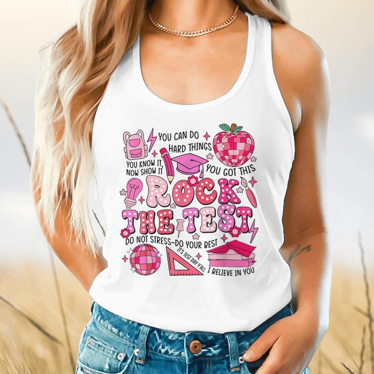 Rock The Test Testing Day Don't Stress Do Your Best Teacher For Men Women Girls Kids Flowy Tank, gift for family, gift for coworker