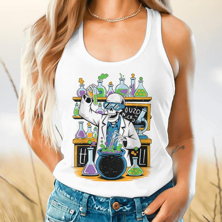 Skeleton Mad Scientist Halloween Costume Science Teacher Flowy Tank, gift for family, gift for coworker Skeleton Mad Scientist Halloween Costume Science Teacher Flowy Tank, gift for family, gift for coworker
