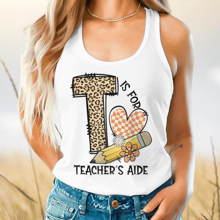 T Is For Teacher’s Aide Back To First Day Of School Leopard Men Women Girls Kids Flowy Tank, gift for family, gift for coworker T Is For Teacher’s Aide Back To First Day Of School Leopard Men Women Girls Kids Flowy Tank, gift for family, gift for coworker