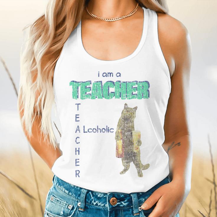 I Am A Teacher Alcoholic Cat Beer Feline Men Women Flowy Tank, gift for family, gift for coworker I Am A Teacher Alcoholic Cat Beer Feline Men Women Flowy Tank, gift for family, gift for coworker