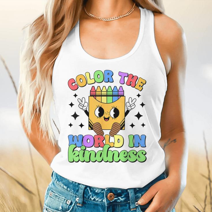 Teacher Back To School Color In Kindness Crayon Pencil Flowy Tank, gift for family, gift for coworker