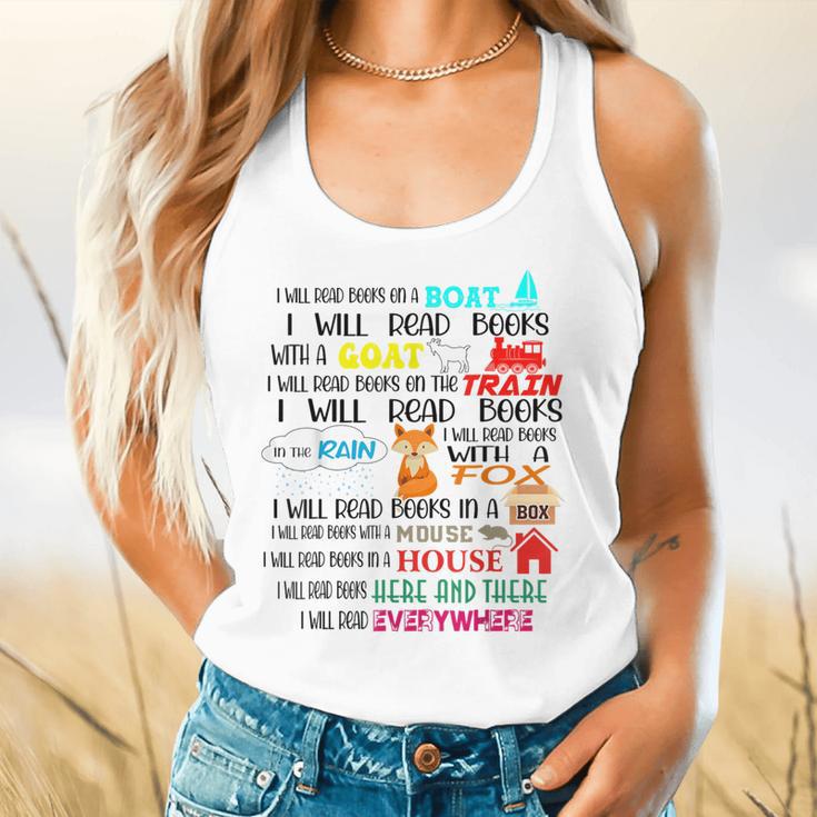 Teacher I Will Read Book On Boat Kids Women Bookworm Flowy Tank, gift for family, gift for coworker Teacher I Will Read Book On Boat Kids Women Bookworm Flowy Tank, gift for family, gift for coworker