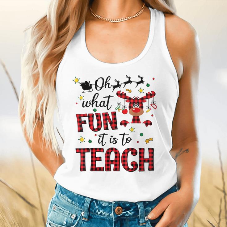 Teachers Oh What Fun It Is To Teach Cute Red Plaid Reindeer Flowy Tank, gift for family, gift for coworker Teachers Oh What Fun It Is To Teach Cute Red Plaid Reindeer Flowy Tank, gift for family, gift for coworker