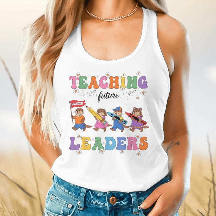 Teaching Future Leaders Otter Back To School Teacher Flowy Tank, gift for family, gift for coworker