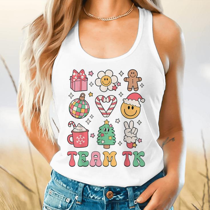 Team TK Teacher Christmas Groovy Smile Face Girl Boy Kid TK Flowy Tank, gift for family, gift for coworker Team TK Teacher Christmas Groovy Smile Face Girl Boy Kid TK Flowy Tank, gift for family, gift for coworker